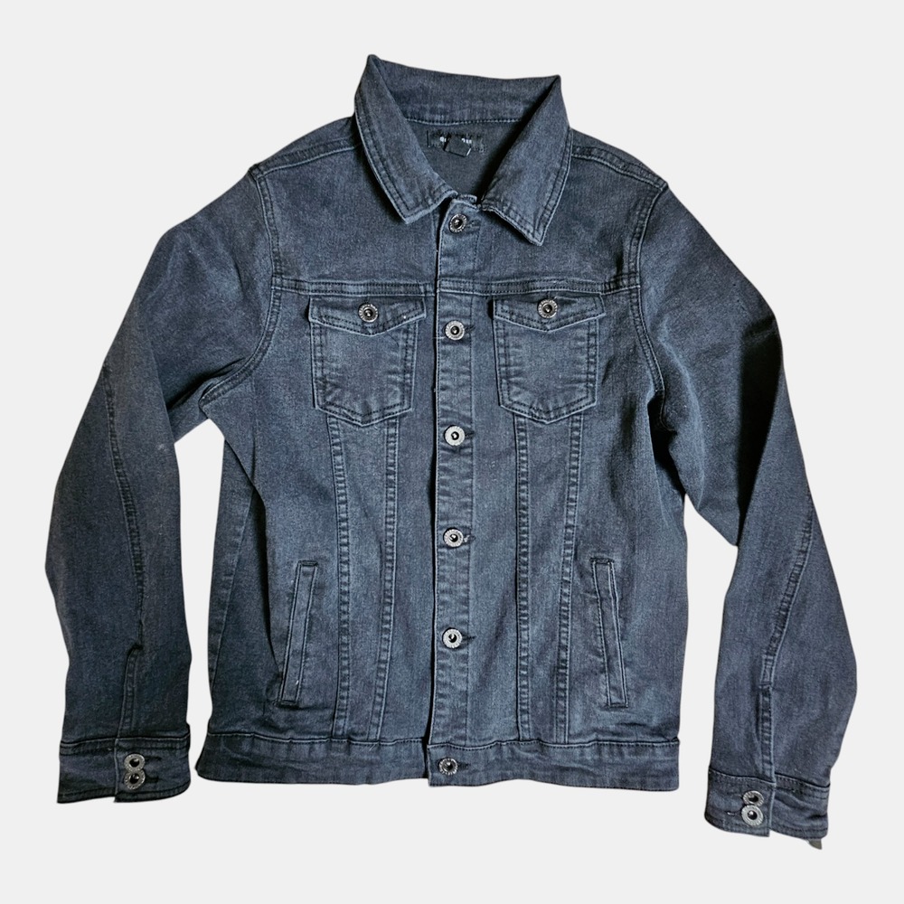 Sean John‎ Denim Trucker Jacket Button Front Long Sleeve Boys XL Black NWT